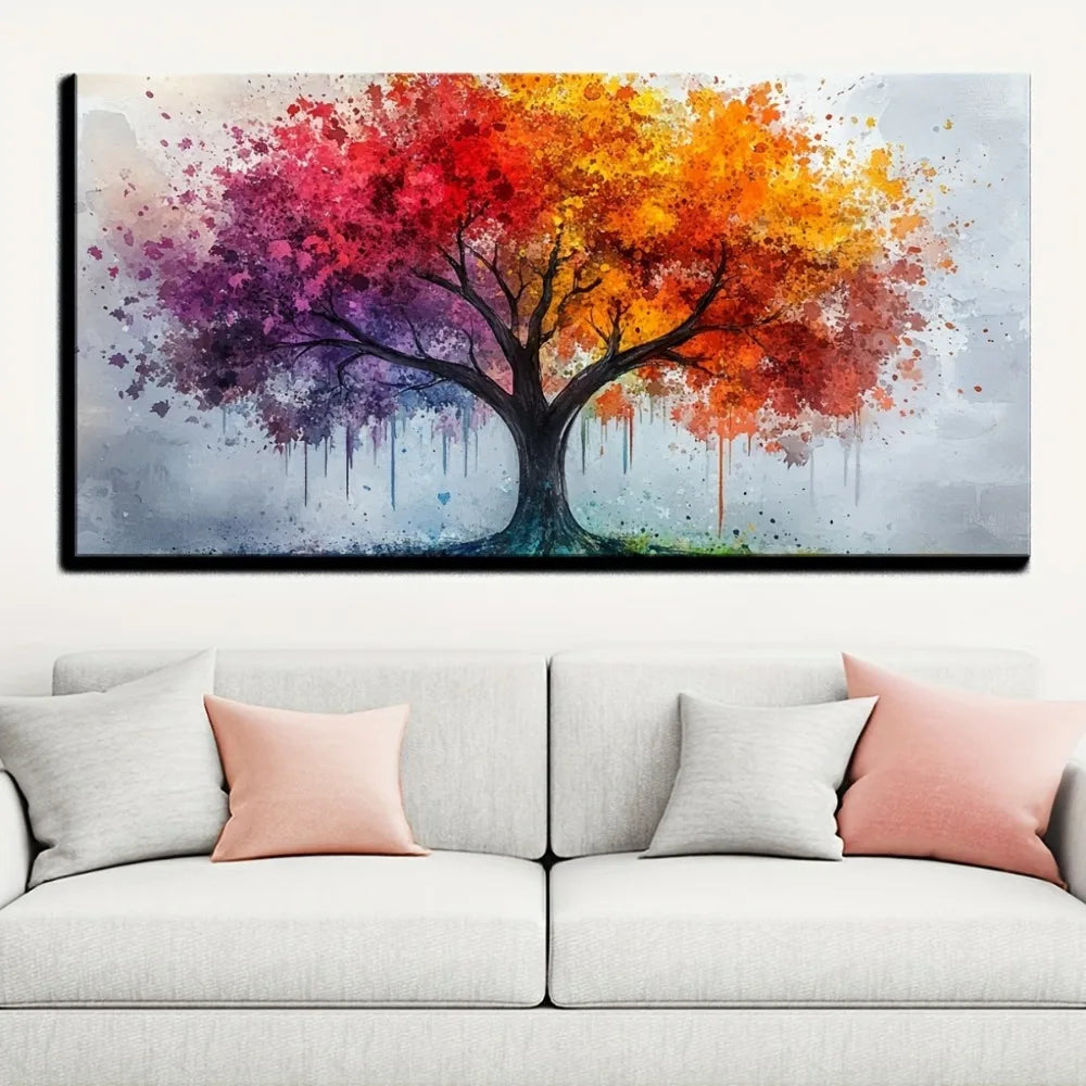 Tree of Life canvas wall art, art print decorative hanging picture, 1.5 inch thick pine solid wood frame