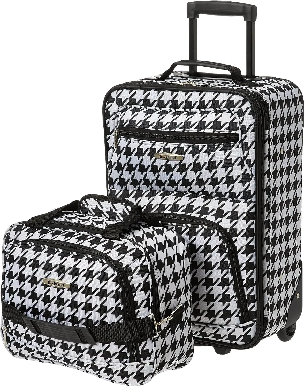 Rockland Fashion Softside Upright Luggage Set, Expandable, Pink Dots, 2-Piece (14/19)