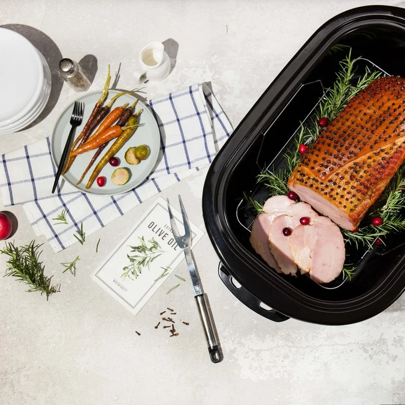22 Quart Electric Roaster Oven Stainless Steel Self Basting Lid Large Capacity Removable Rack Easy Clean Keep Warm Setting