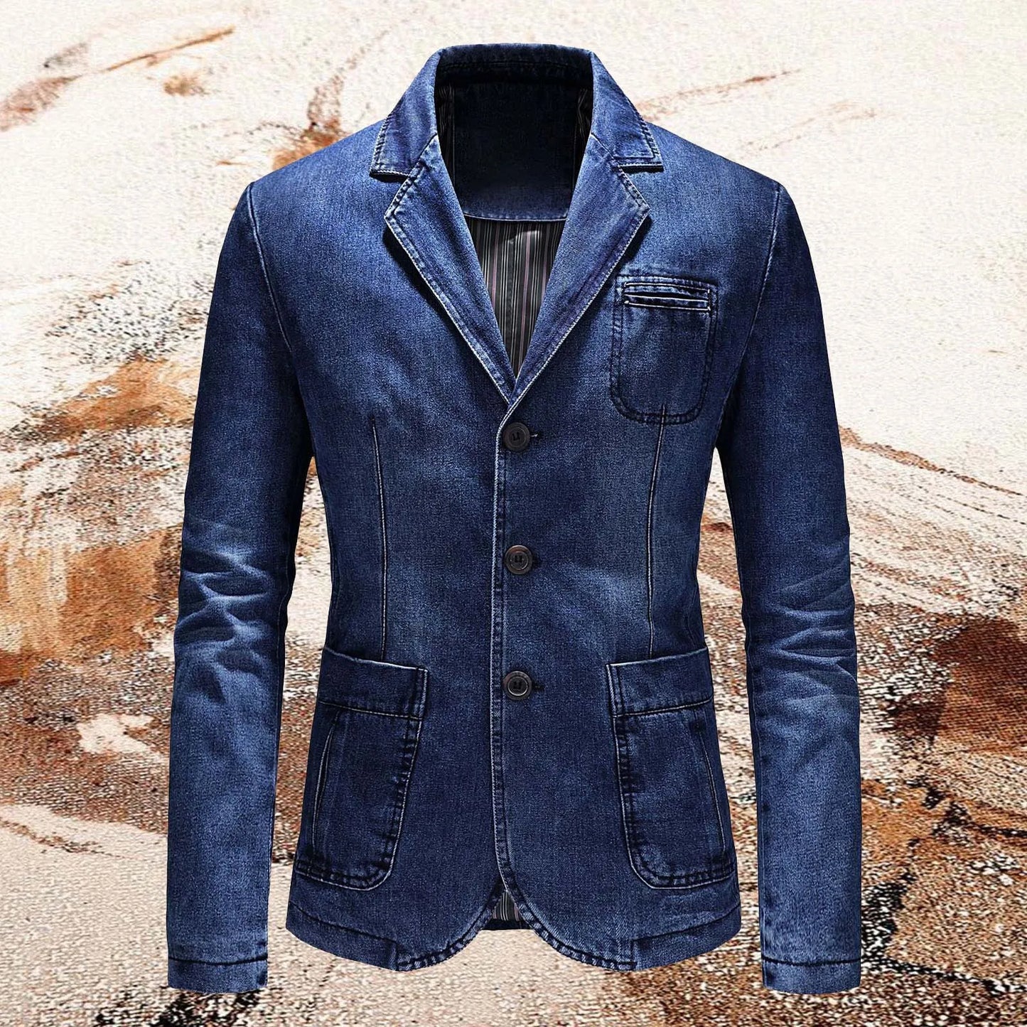 Men‘S Denim Jacket Cowboy Retro Cotton Denim Coat Spring Loose Fit Jeans Jacket Outerwear Y2k Casual Business Denim Suit Jacket