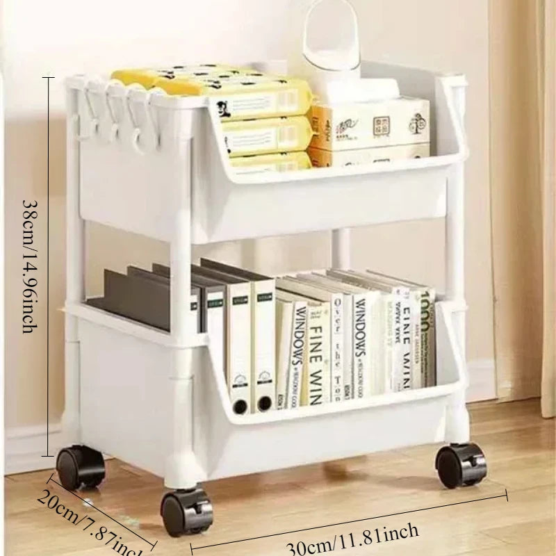 Storage Rack Large Capacity with Wheels Narrow Slit Bookshelf Storages Cart Multi Layer Plastic Living Room Home Organizers