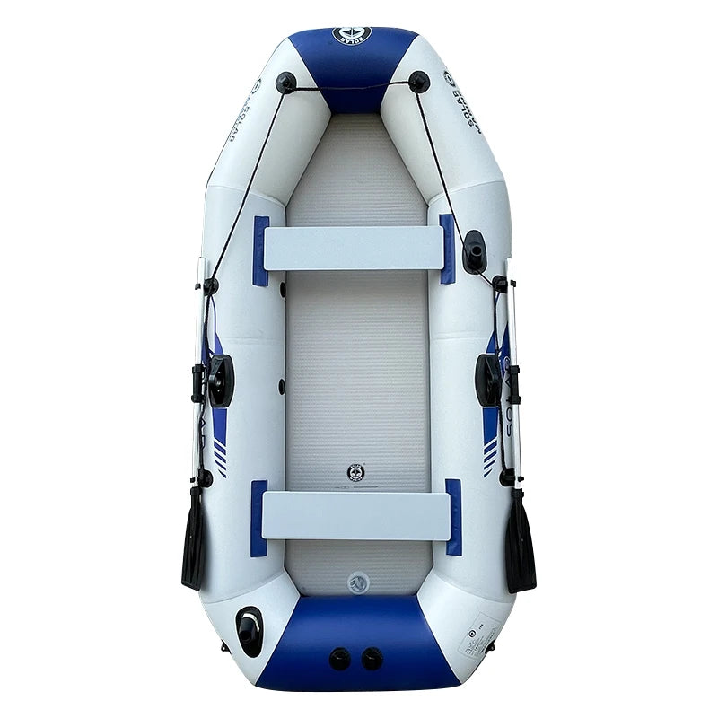 PVC Inflatable Fishing Boat for 4 Person, Rowing Kayak, 2.6m Canoe, Dinghy, Hovercraft, Air Deck Bottom