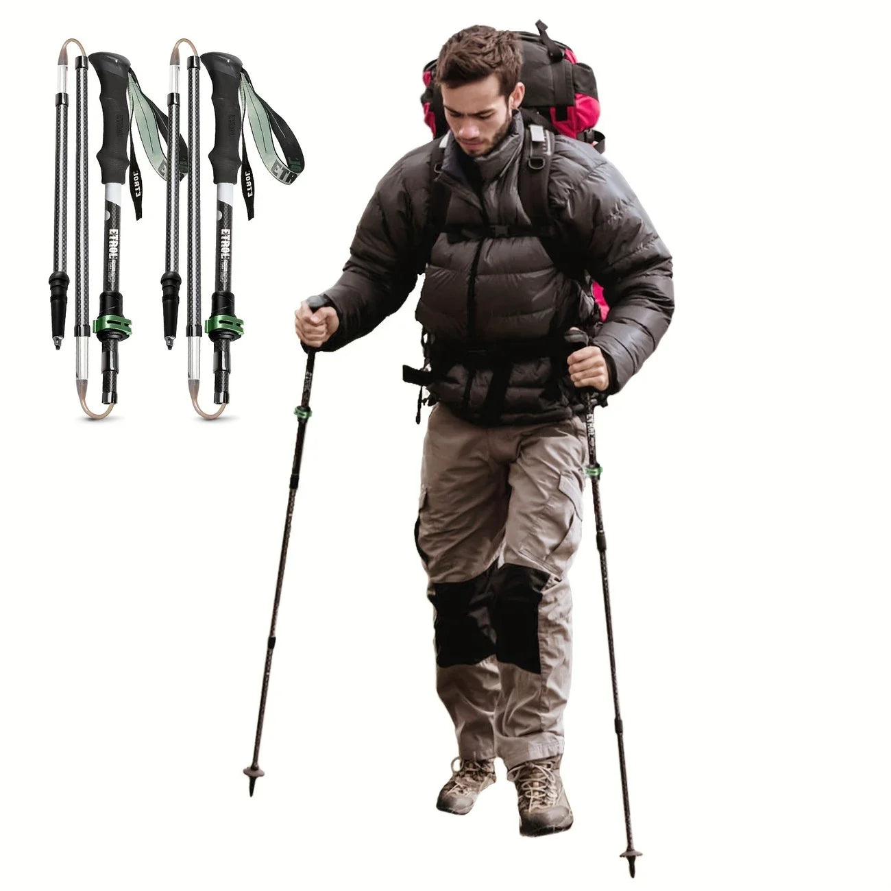 Ultralight Foldable Trekking Poles Sets Telescopic Nordic Walking Sticks Portable Outdoor Camping Hiking Gear