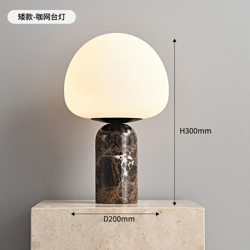 Nodic Desk Lamp With Matt White Glass Ball For Home Decoration Bedroom Bedside Black Marble Table Lamp E27 LED Bulb US Plug