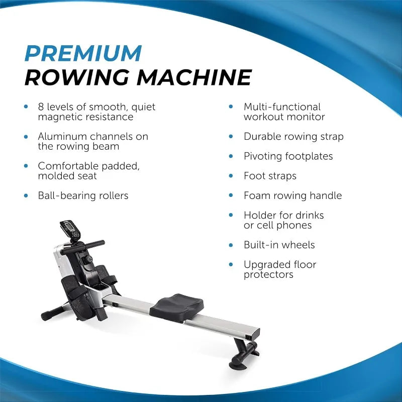 Stamina Magnetic Rower - Rower Machine with Smart Workout App - Rowing Machine with Magnetic Resistance for Home Gym Fitness