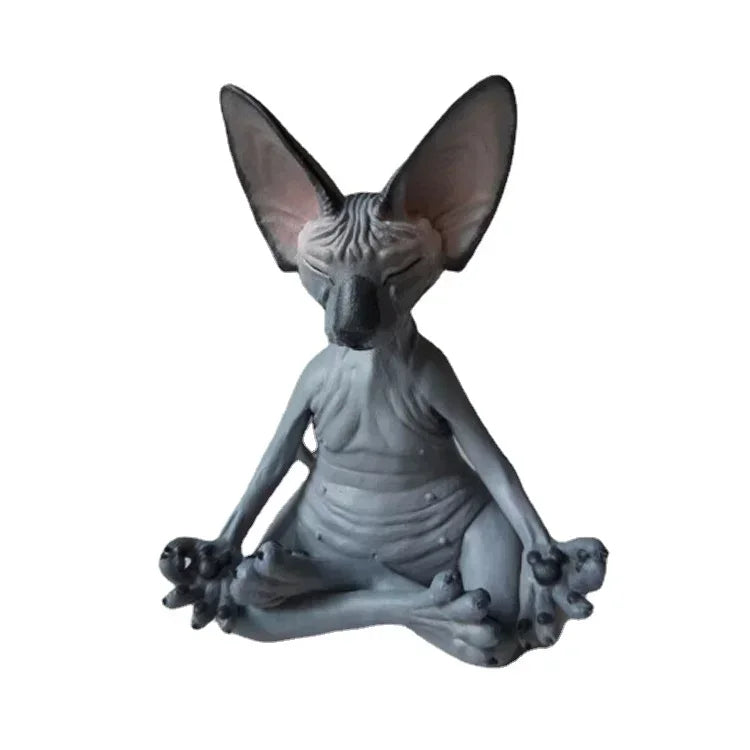 Meditation Yoga Happy Cat Whimsical Buddha Sphinx Figurine Art Decor Sculpture Outdoor Garden Statue Home Decoration Crafts