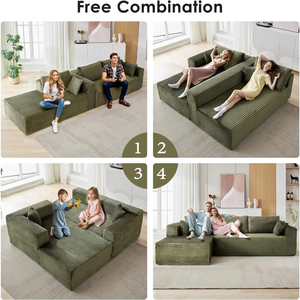 110'' Modern Sectional Sofa, Upholstered Couches for Living Room, L-Shape Cloud Sectional Couch with Deep Seat, Fluffy Couch wit