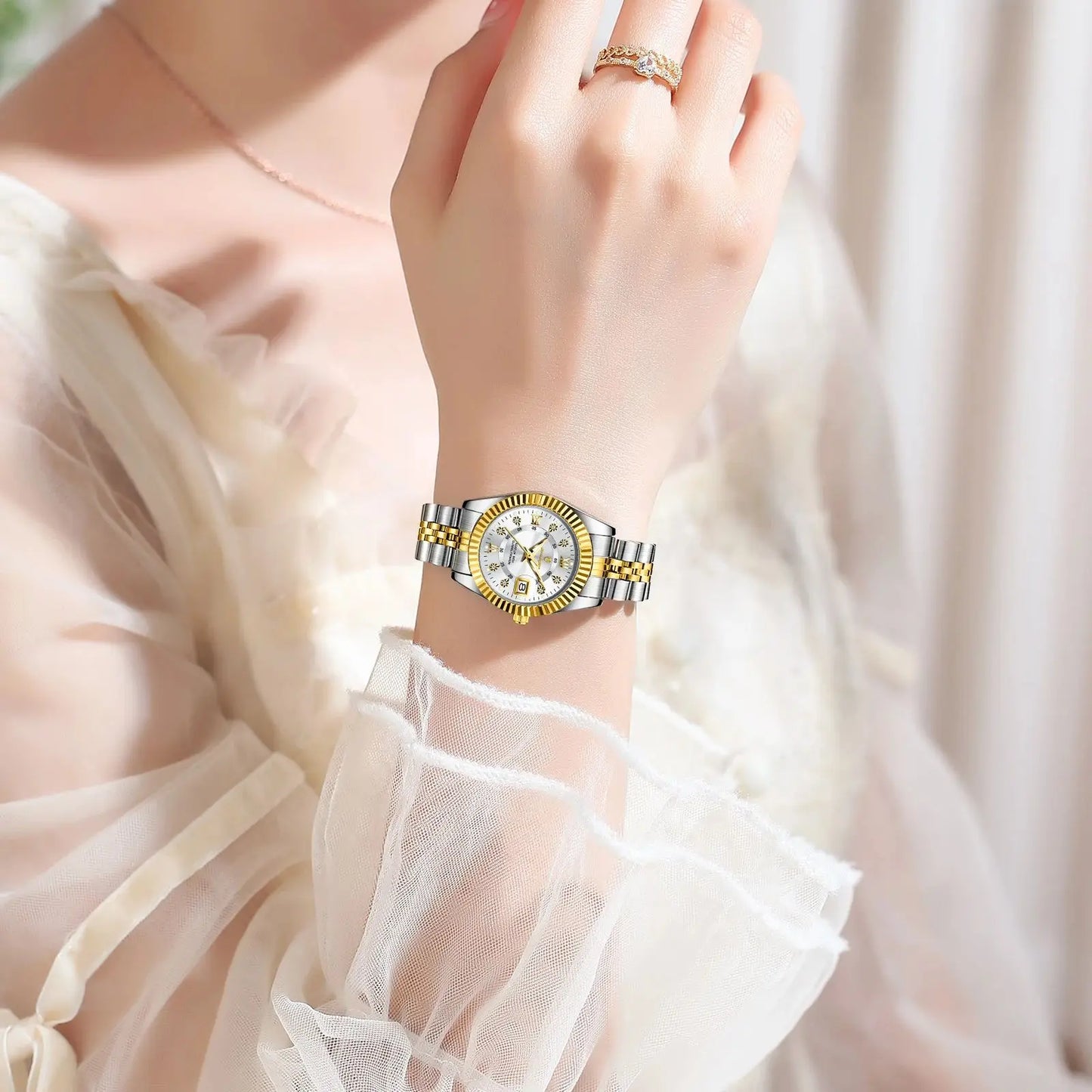 POEDAGAR Luxury Women's Watches Waterproof Luminous Date Ladies Wristwatch Stainless Steel Elegant Quartz Watch For Women Reloj