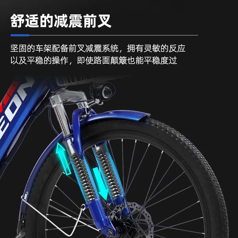 Adult Electric Bike 26 Inch Mountain Bike 350W 36V Electric Bicycle City Lady With 2 Seat And Basket Waterproof Hidden Battery