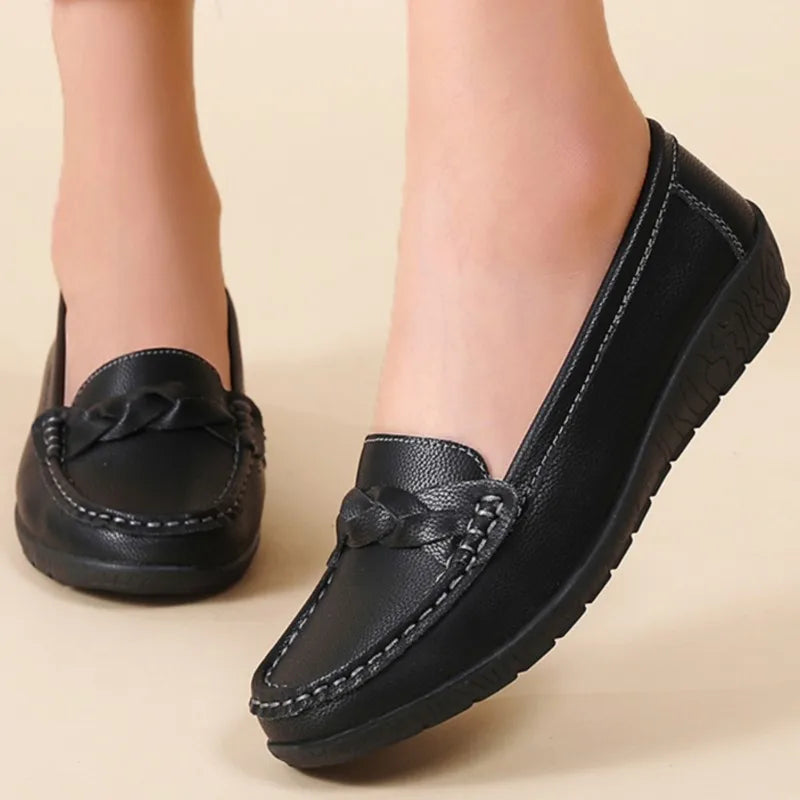 Women's Flat Shoes Fashion High Quality Loafers For Women Comfortable Moccasins Genuine Leather Loafer Shoes For Ladies Footwear
