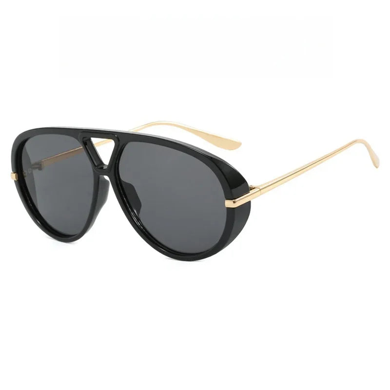 New Fashion Round Sunglasses For Women Men Retro Luxury Designer Double Bridge Frame Sun Glasses Shades UV400 Eyeglasses