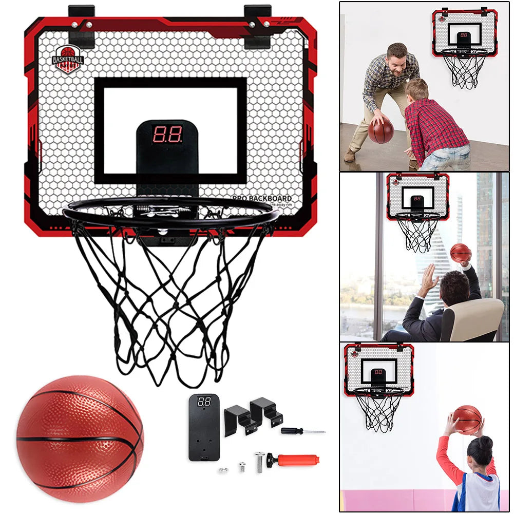 Indoor Basketball Hoop Basketball Hoop Set with 1 Ball Room Basketball Hoop with Electronic Scoreboard Gifts for Kids Boys Teens