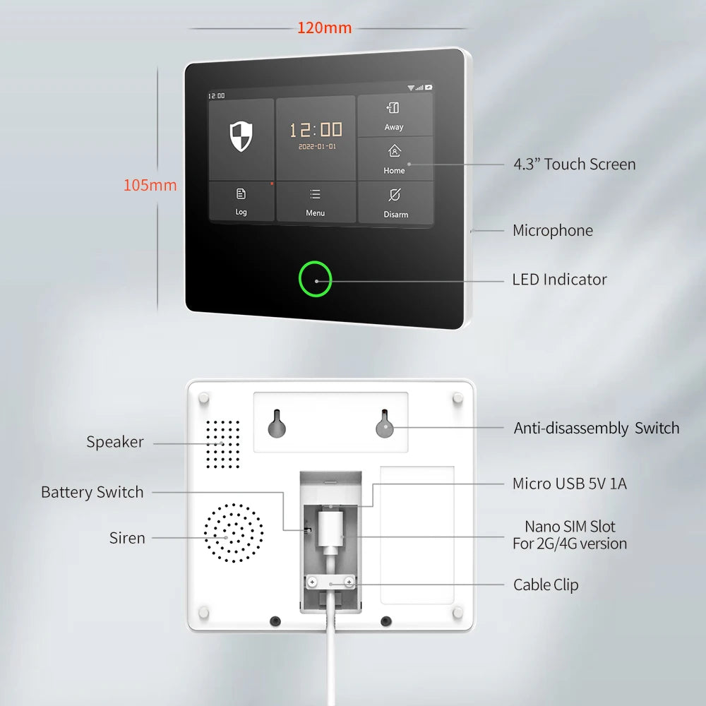 Staniot Home Security Alarm System 4G WiFi Wireless Tuya Smart Burglar Kit Built-in Siren Work with Alexa App Remote Control
