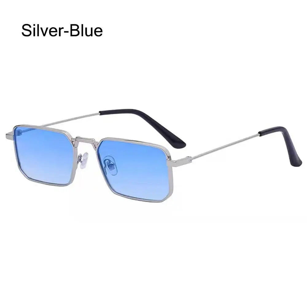 Fashion Small Rectangle Sunglasses Men Women Vintage Punk Square Driving Sun Glasses Luxury Brand Metal Frame Black Eyewear