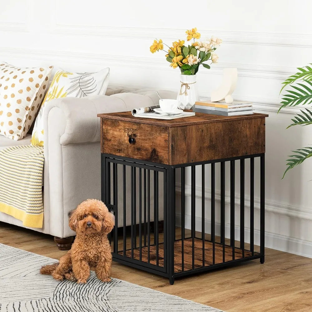 Crate, wooden dog house, kennel with drawers, indoor pet crate nightstand for puppies, steel pipe puppy cage, chewy