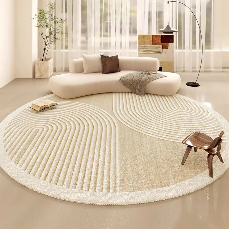 VIKAMA Summer Round Carpet, Anti-Stain Bedroom And Living Room Large Round Carpet, Dirt-Resistant Plain Carpet, Home Decoration