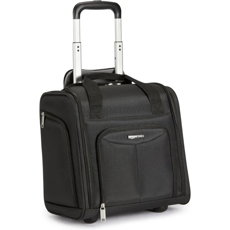 Underseat Carry-On Luggage With Wheels, 14-inch Rolling Travel Bag, Navy Blue
