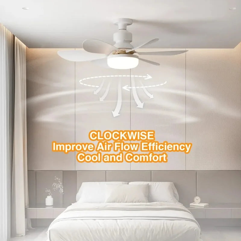 Ceiling Fan Light LED 30W 40W Simple Lights with E27 Remote Control for Home Living Room Study Household Decorative Fan Lighting
