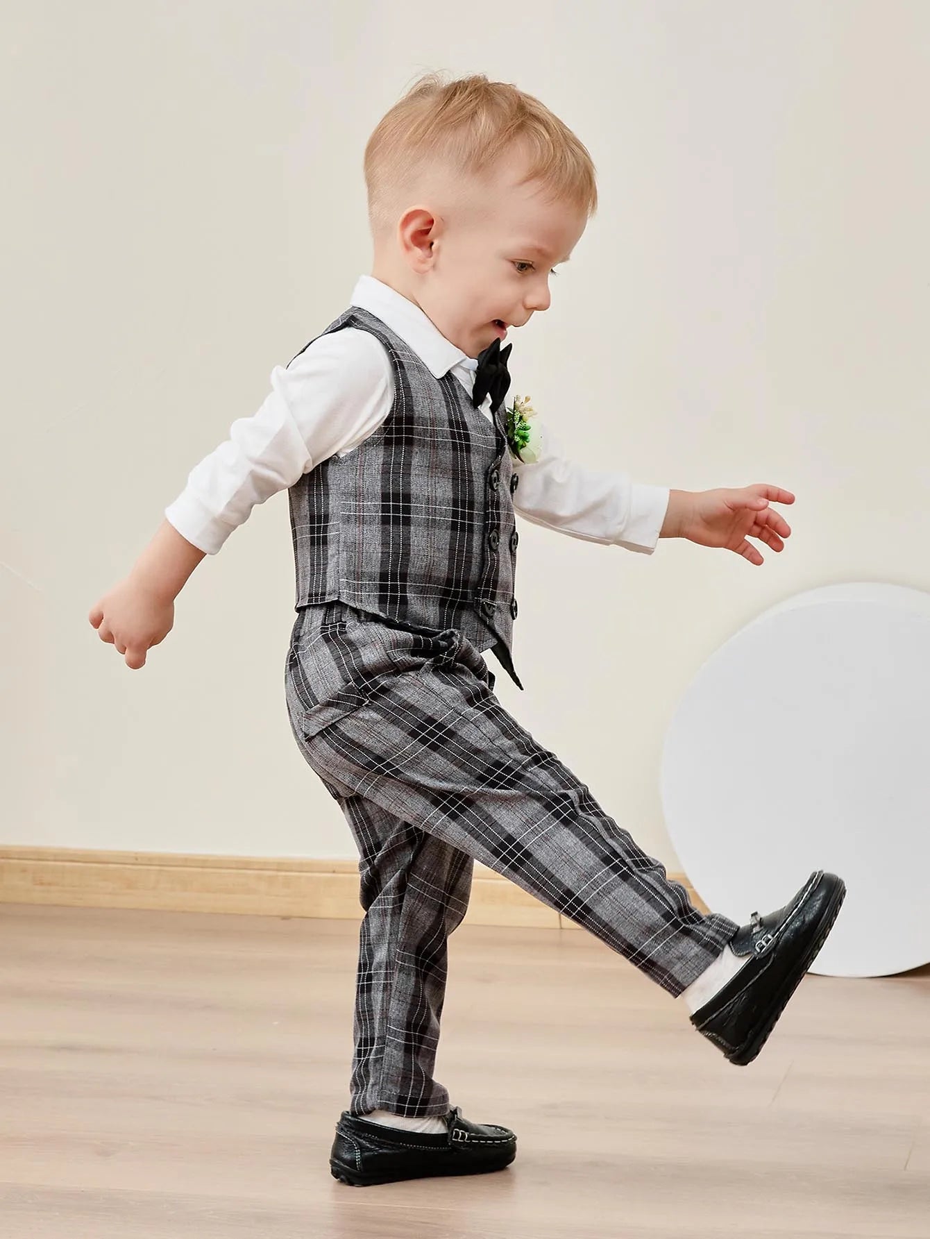 Baby Boy Clothes Suits 5PC Infant Gentleman Outfit Dress Shirt+Bowtie+Vest+Corsage+Pants Toddler Boy Wedding Party Outfits