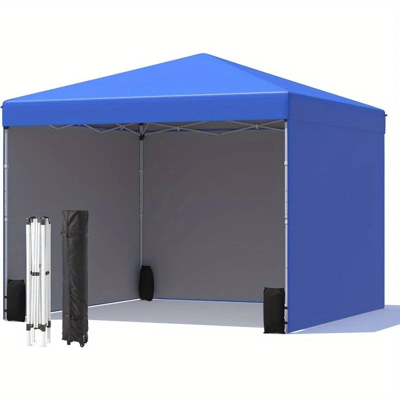 10'x10' Pop Up Canopy Tent with 3 Sidewall Portable Shelter Gazebo Easy Outdoor Sun Shade for Events Parties and Camping