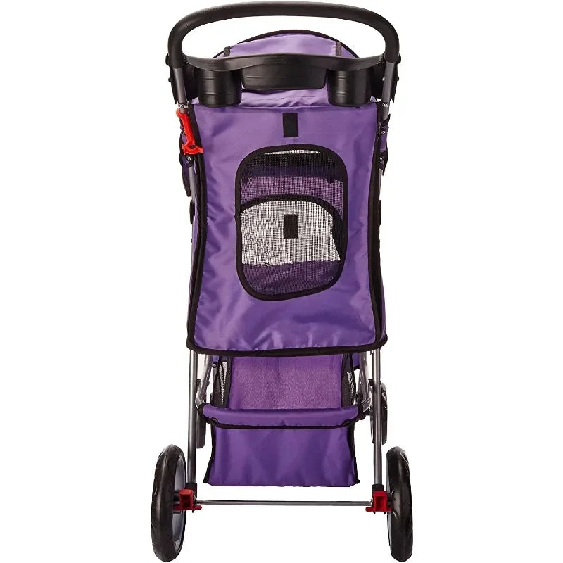 4-Wheeled Pet Stroller for Cats & Dogs Foldable with Cup Holder,