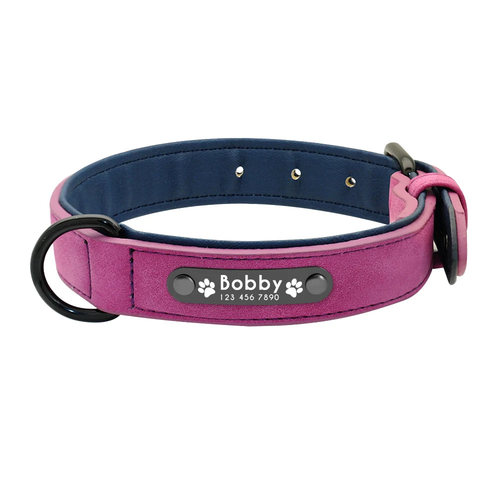 Custom Leather Dog Collar Leash Personalized Pet Collars and Leash Set Durable Leather Collar Lead for Small Medium Large Dogs