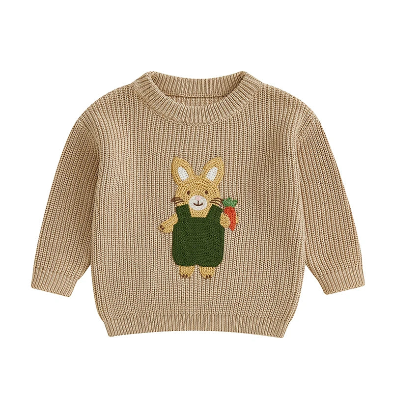 Adorable Baby Boys Girls Hooded Sweater with Cute Bunny Embroidery Cozy Knitwear for Infants and Toddlers Perfect for Easter