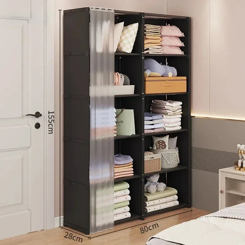 Multi-Layer Foldable Wardrobe Dustproof Storage Rack Simple DIY Assembly Large Capacity Cabinet for Home Organization and Use