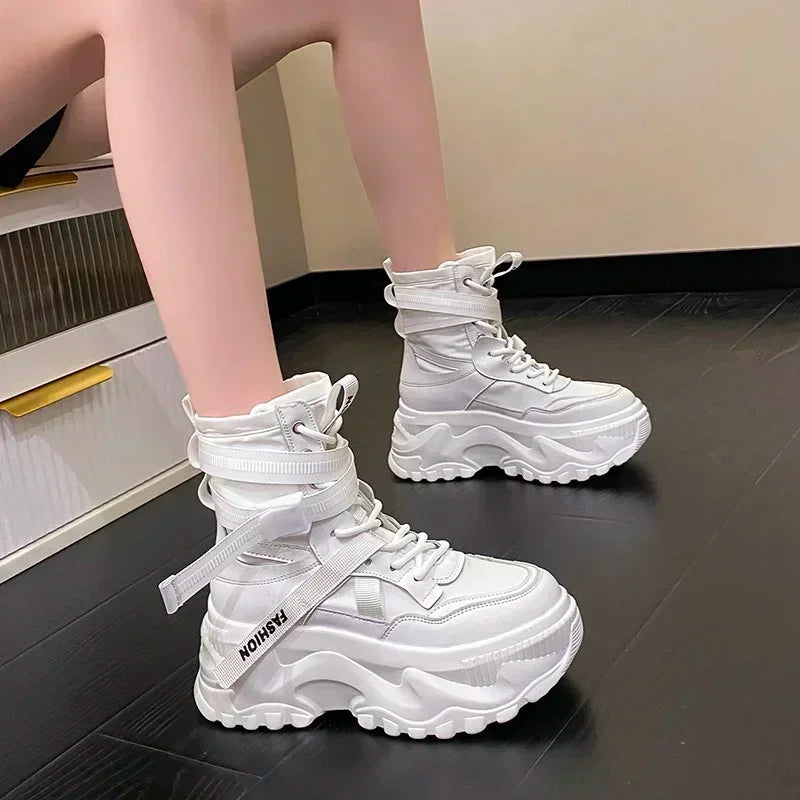 Women's Boots Platform Luxury Designer Shoes for Women Lace Up Chunky Shoes Breathable Comfort Ankle Boots Botas De Mujer