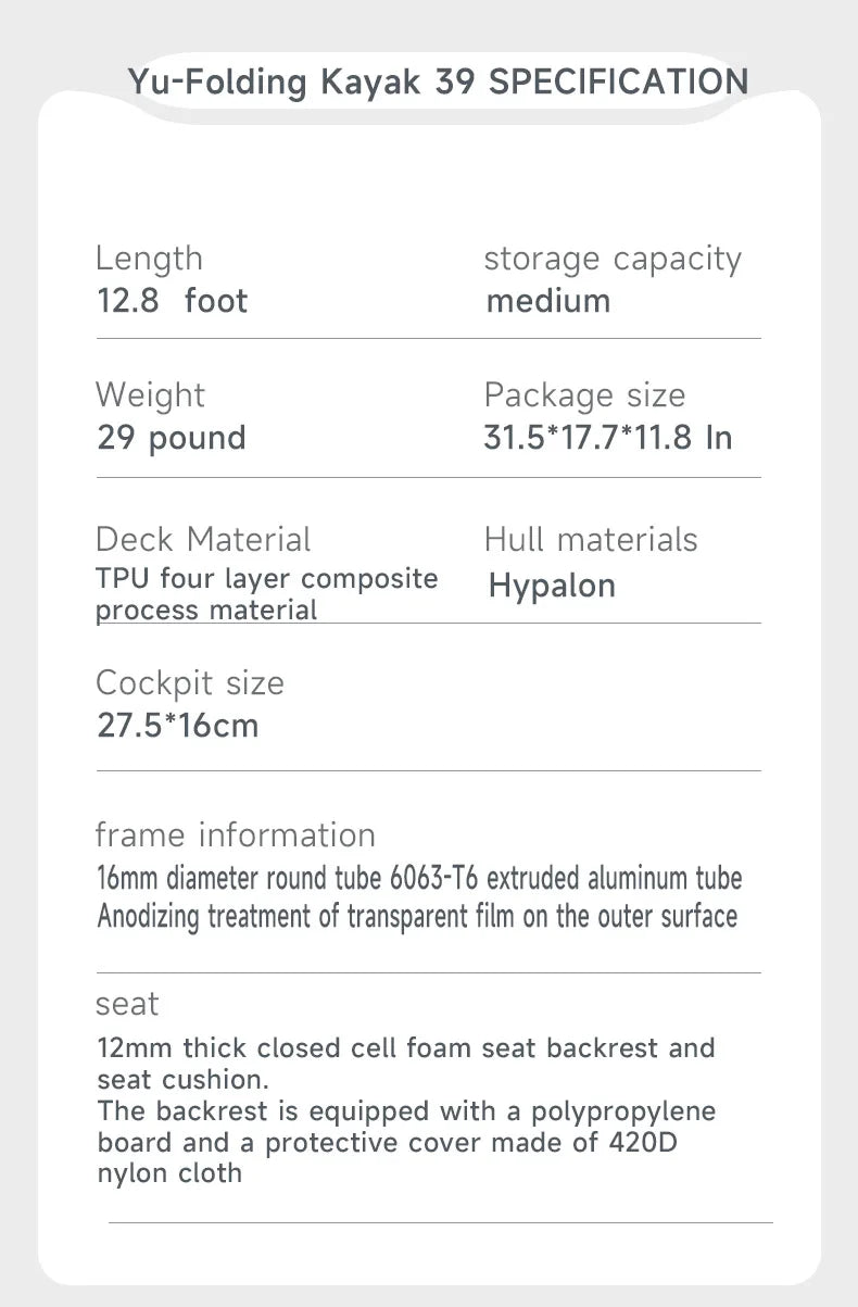 PengYi Folding Kayak, Aluminum Alloy Frame, Sea Kayak for Feathercraft, Yu-45 Skin