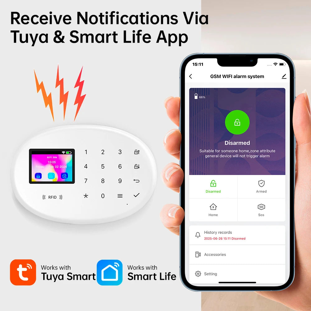 Home Alarm System Alarm Panel Wireless Motion Sensor Tuya Smart WiFi GSM 4G Anti theft Alarm for Home Security Motion Sensor