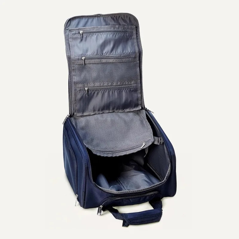 Underseat Carry-On Luggage With Wheels, 14-inch Rolling Travel Bag, Navy Blue
