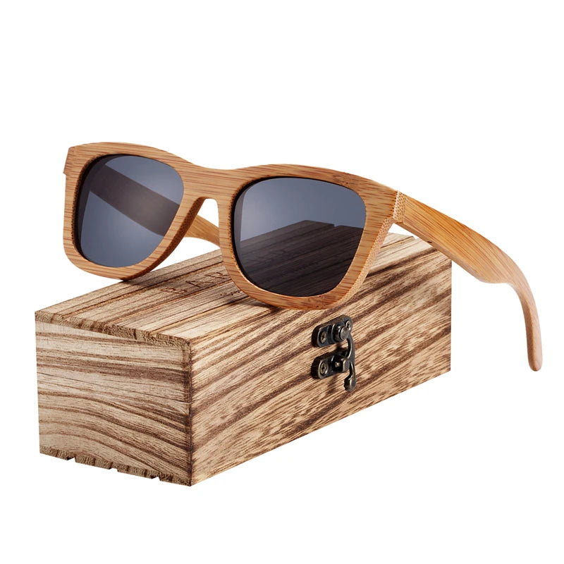 Bamboo Sunglasses Men Retro Vintage Wood Sun Glasses Women Polarized Mirror Coating Lenses Eyewear