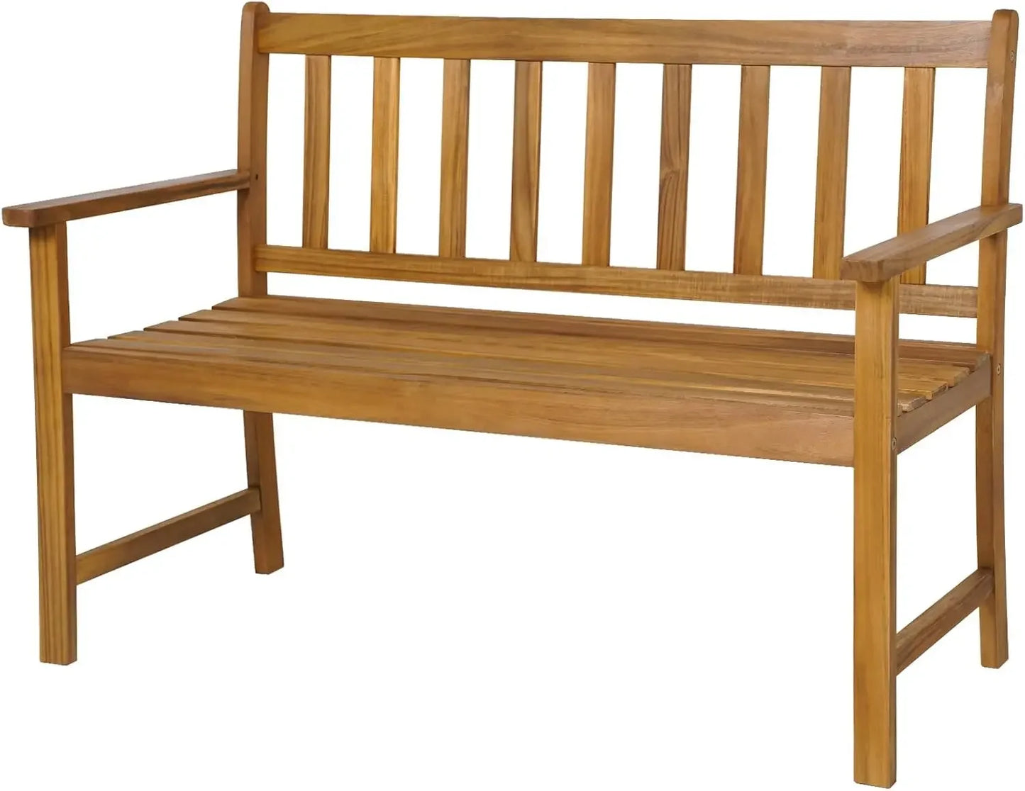 2-Seater Garden Bench, with Backrest & Armrests, Outdoor Furniture Leisure Loveseat Porch Seating for Backyard