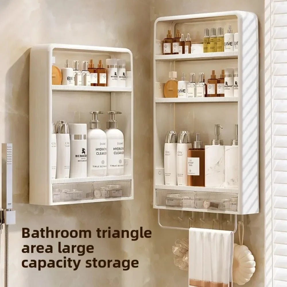 Bathroom Shelf Wall Mounted Waterproof Tissue Box Multifunctional Storage Rack for Toiletries Storage Box Shampoo Organizer