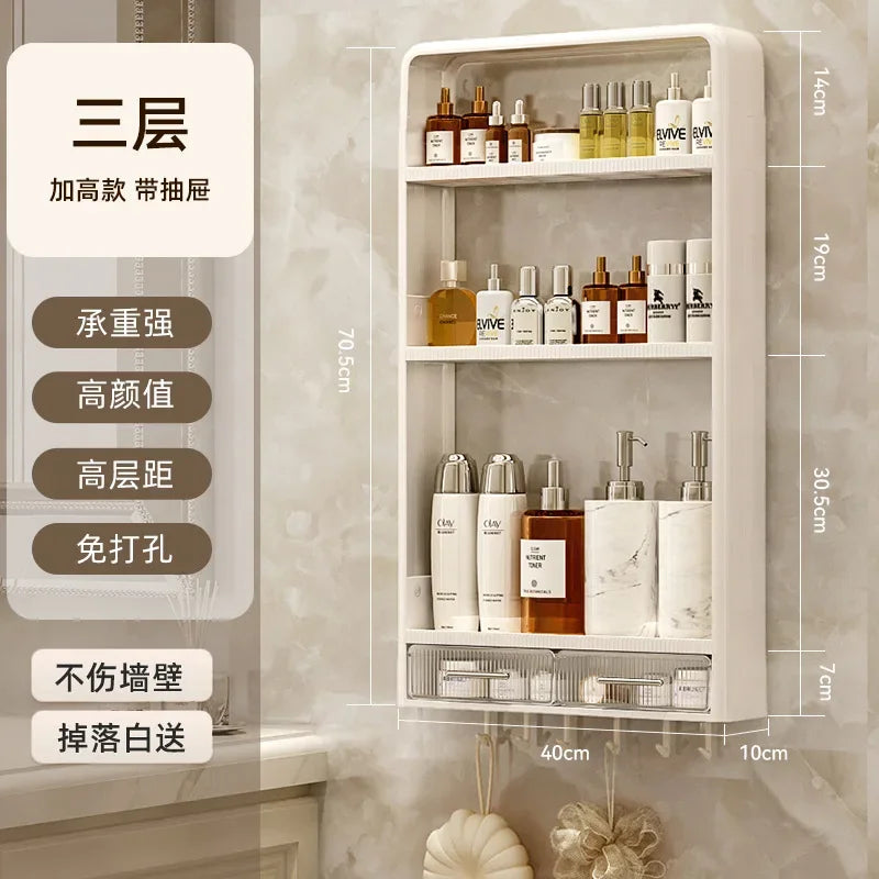 Bathroom Shelf Wall Mounted Waterproof Tissue Box Multifunctional Storage Rack for Toiletries Storage Box Shampoo Organizer