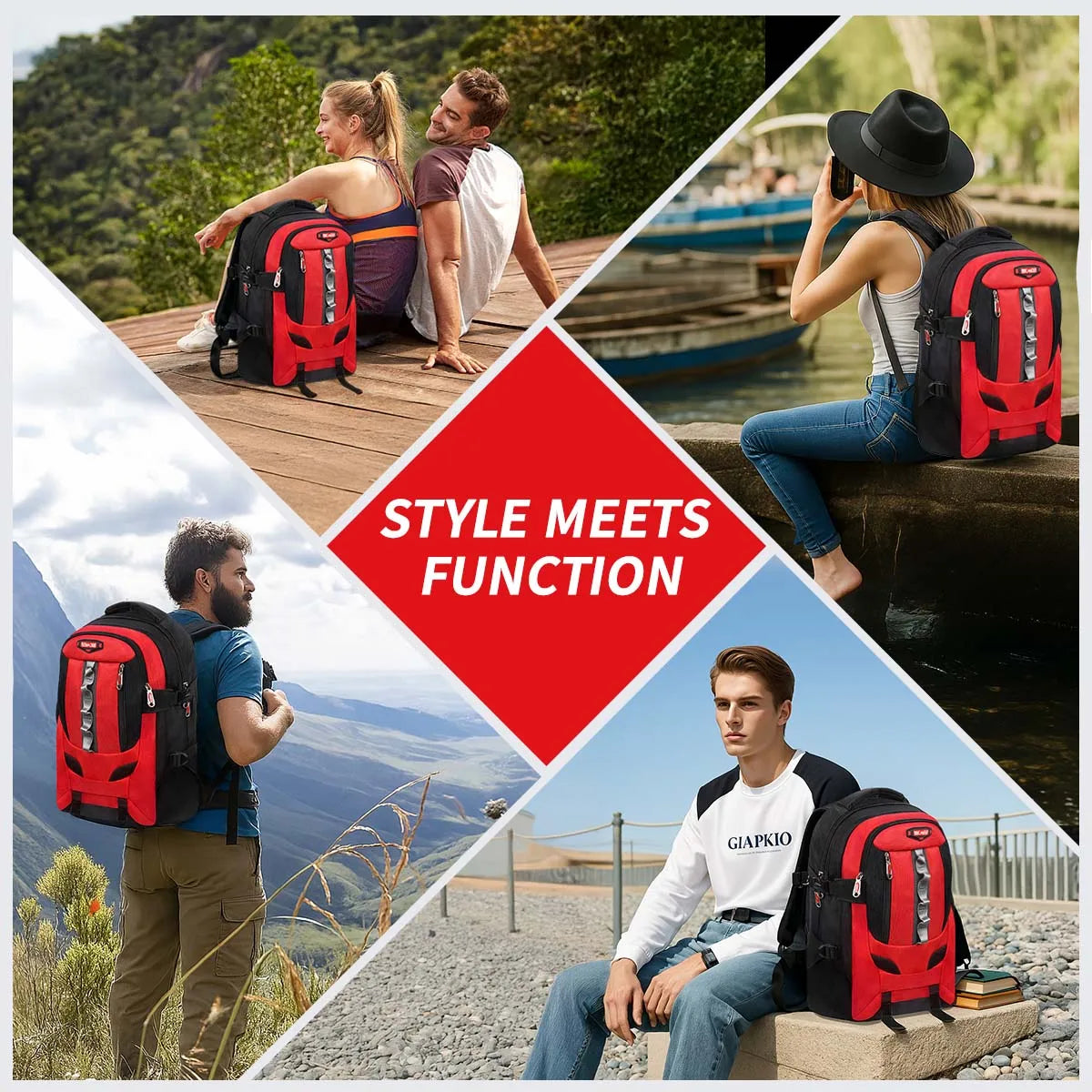 Male Travel Backpack Multifunction Large Capacity Backpack Water - resistant Outdoor Hiking Camping Backpack Work School Bag