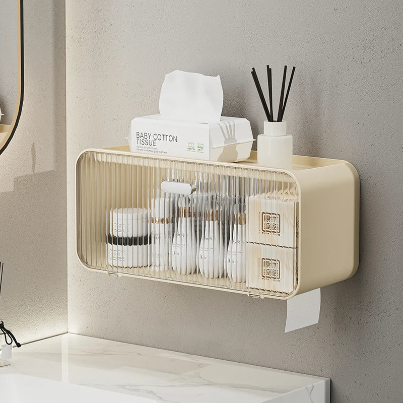 Toilet Shelf with Large Capacity, Multi-functional Wall-mounted Bathroom organizer Box without Drilling