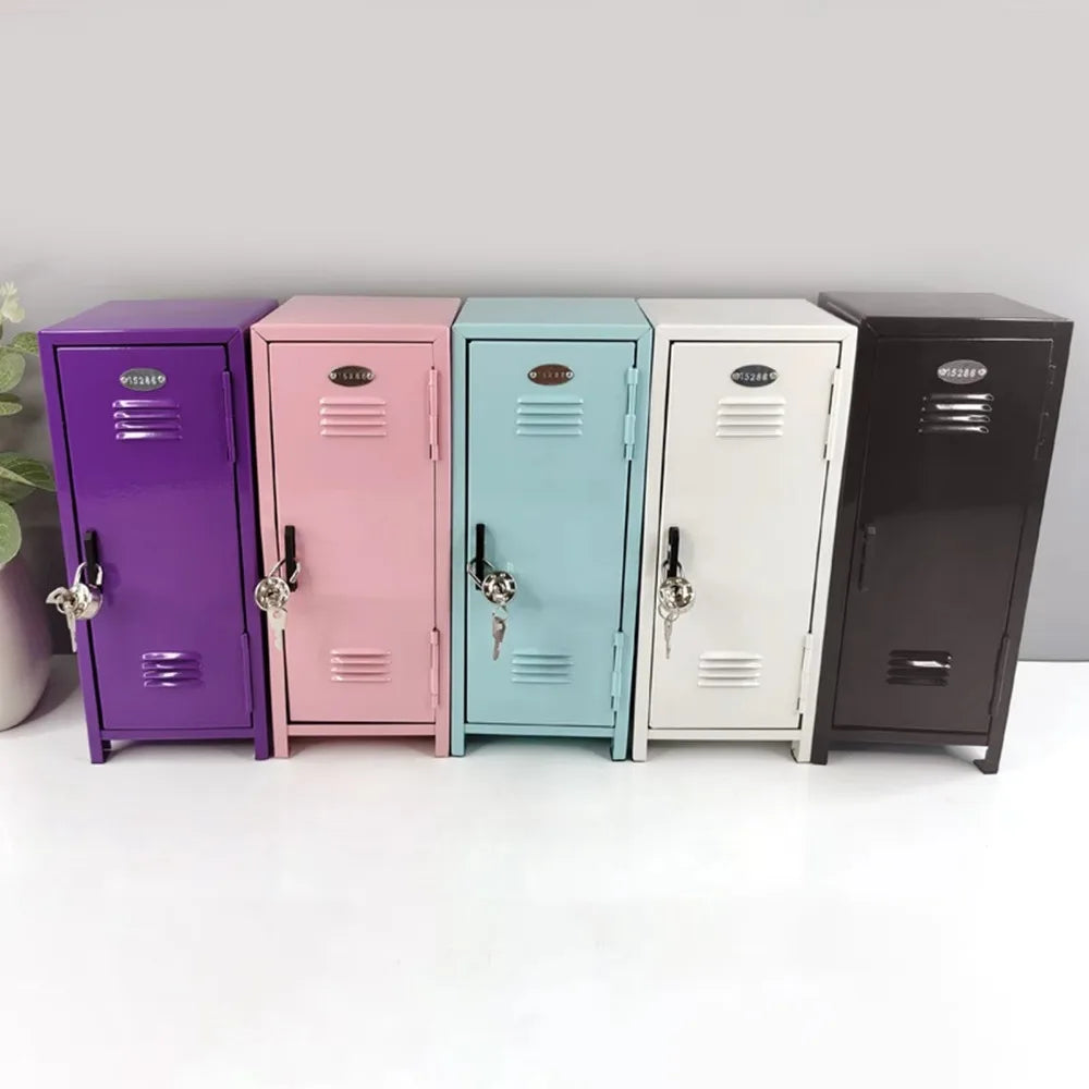 Iron Storage Box Dormitory Storage Cosmetics Paper Money Keys Bank Cards and Other Desktop Small Items Mini Locker Cabinet
