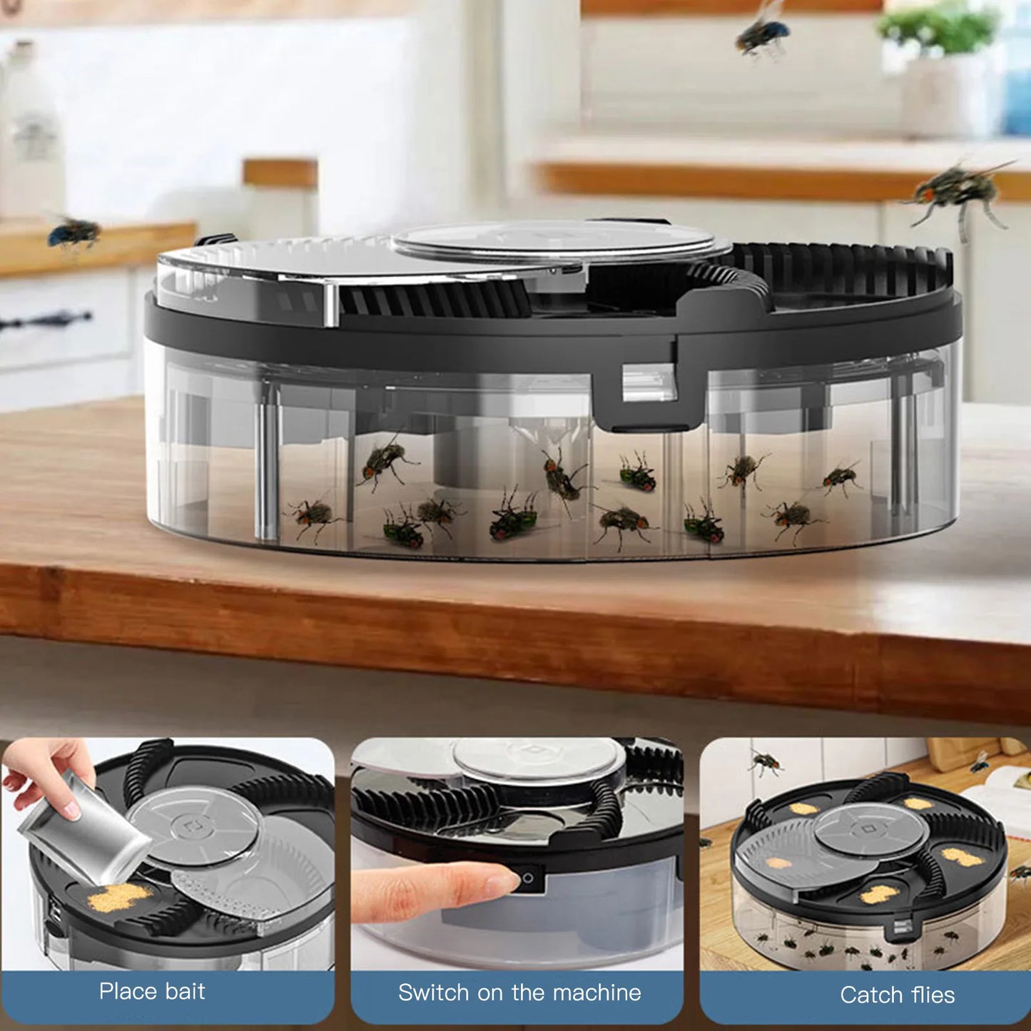 ABS Fly Catcher Pest Trap Device Fly Catcher Pest Trap Device USB Power Supply ABS Automatic Pest Catcher for Restaurant Kitchen