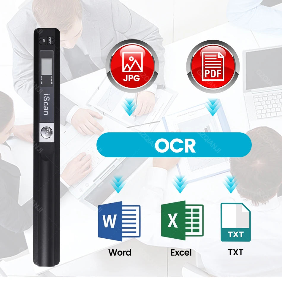 IScan Portable Scanner Mini Handheld Document Scanner A4 Book Scanner for JPG and PDF Format 300/600/900 DPI