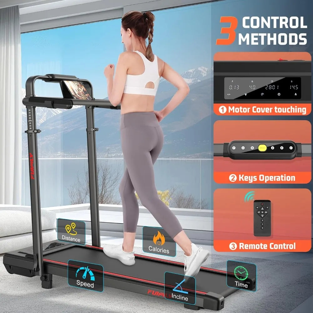 Walking Pad Treadmill with Desk Workstation 15% Incline Handle Bar Foldable Under Desk Treadmill for Home Office 400lbs