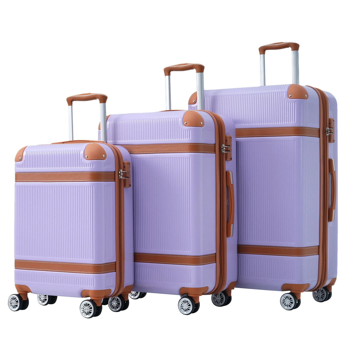 20'' 24'' 28'' 3 Pcs Luggage Travel Suitcase with 8 Spinner Wheels TSA Lock Collision-Protection Angle Travel Rolling Luggages