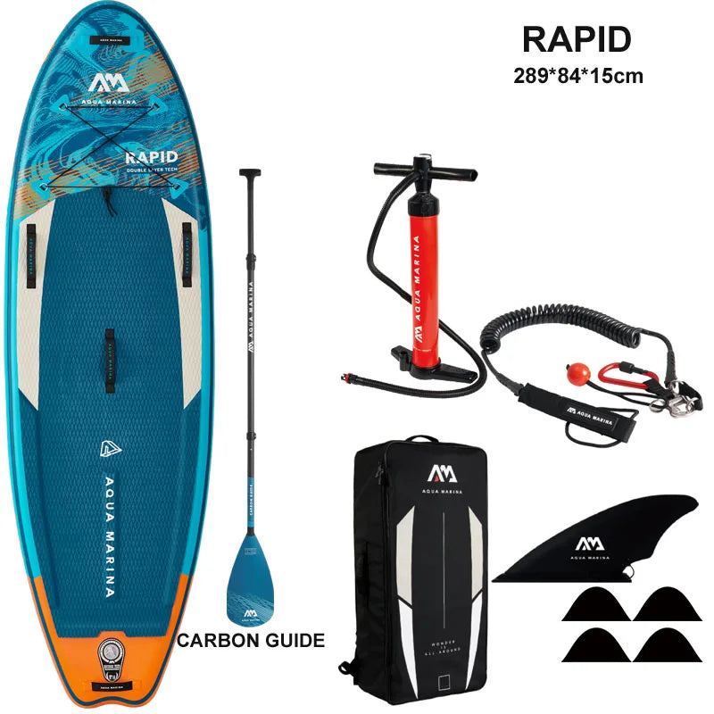 2022 RAPID AQUA MARINA surf board 289*84*15cm inflatable sup board stand up paddle board surf kayak sport stream white river