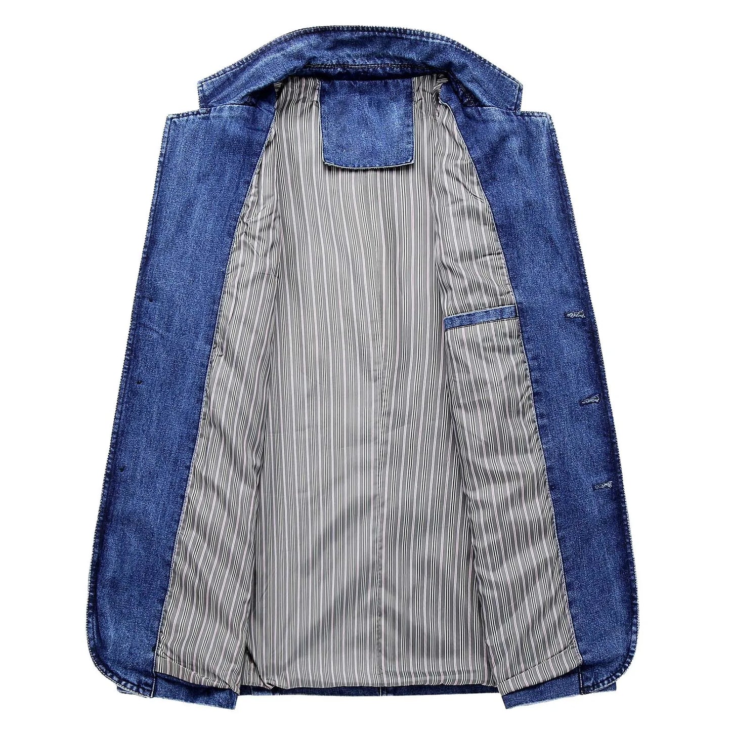 Men‘S Denim Jacket Cowboy Retro Cotton Denim Coat Spring Loose Fit Jeans Jacket Outerwear Y2k Casual Business Denim Suit Jacket