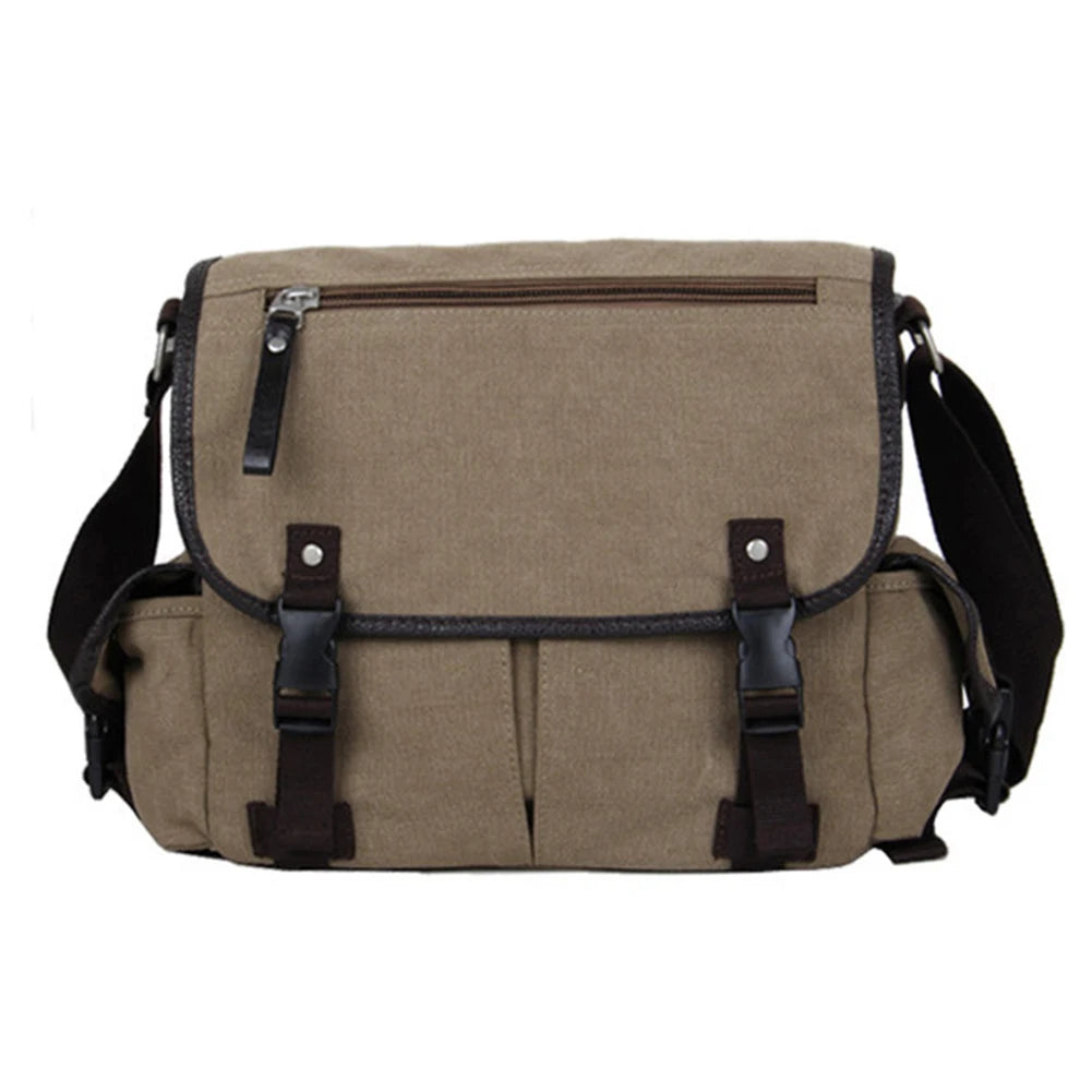 Unisex Canvas Shoulder Bags with Large Capacity and Multi Pockets Adjustable Strap for School and Work Activities