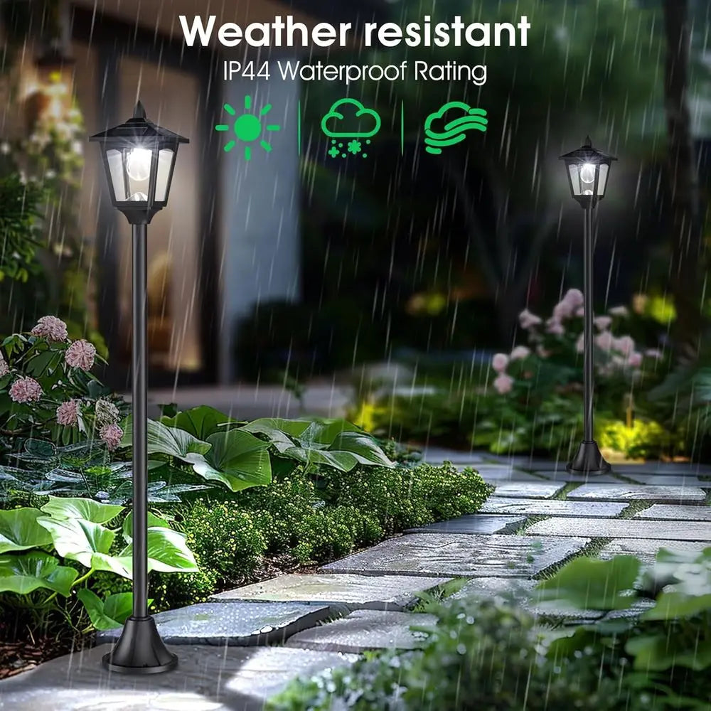 2 Pack 40 Inch Long Lasting Pole Lights, 30 LM LED 6000K Cool White Light, IP45 Waterproof Outdoor Decorative Lights for Garden