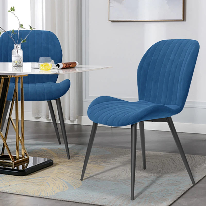 Dining Chair Set of 2, Upholstered Dining Room Chairs, Mid-Century Modern Armless Back Chair with Velvet Soft Seat Metal Legs,