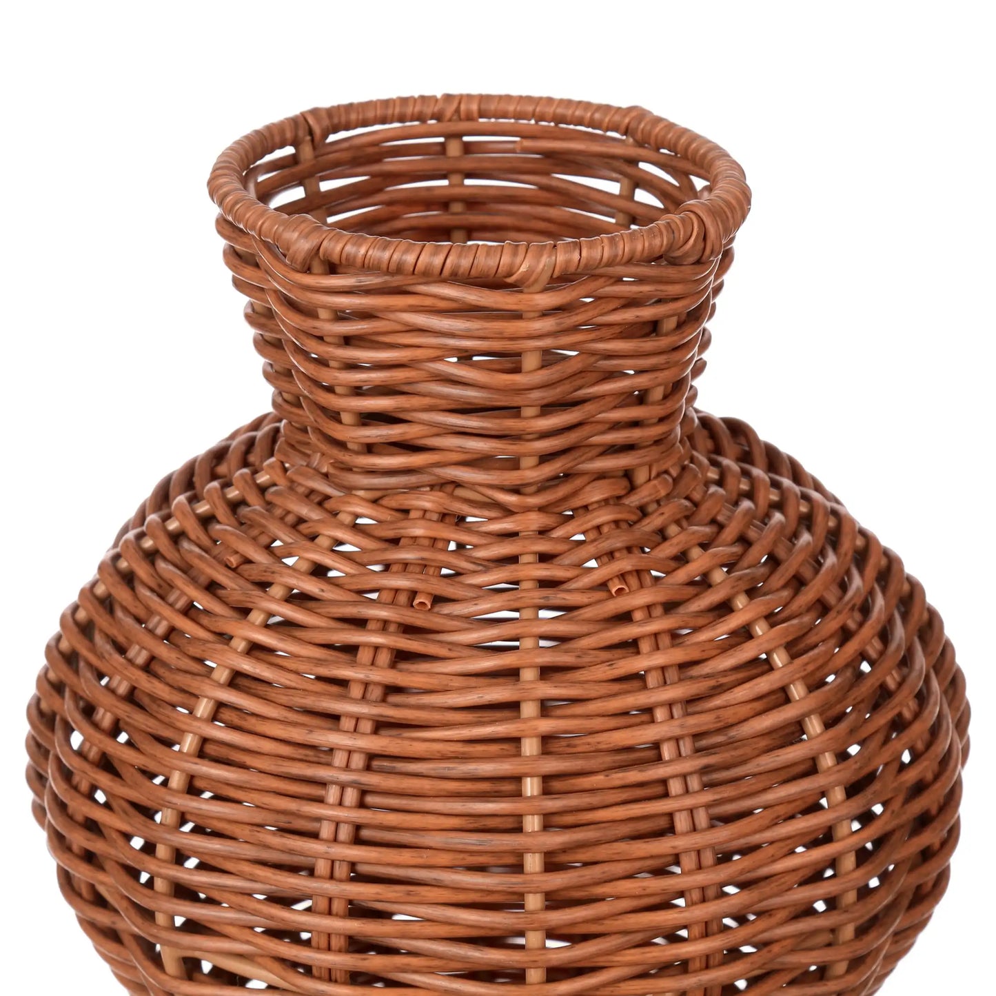 10 Brown Woven Faux Rattan Indoor Vase
