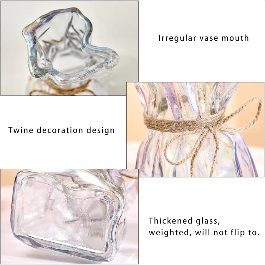 Glass VaseIrregular Shaped Vase for Flower Modern Minimalism Fashionable Vase Home Bedroom Kitchen Office Wedding Holiday Decor
